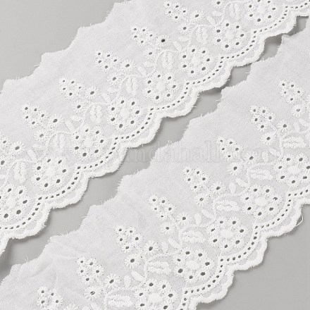 Хлопковая вышивка цветочной кружевной лентой&nbsp;OCOR-WH0078-217-1