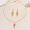Geometric Vintage Brass Tassel Necklaces and Earrings Set for Women's Daily Parties, Golden