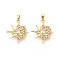 Brass Micro Pave Clear Cubic Zirconia Pendants, Sun with Moon Charms, Real 18K Gold Plated, 22x19x3.5mm, Hole: 4.5x2mm
