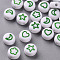 White Opaque Acrylic Beads, Flat Round with Heart & Flower & Moon & Star, Medium Sea Green, 7x4mm, Hole: 1.6mm