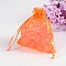 Organza Gift Bags, Organza Pouches for Potpourri, with Drawstring, Rectangle, Orange, 12x10cm