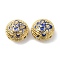 Rack Plating Brass Enamel Beads, Long-Lasting Plated, Cadmium Free & Lead Free, Real 18K Gold Plated, Flat Round, Royal Blue, 16x10mm, Hole: 1.6mm