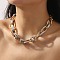 Iron & Alloy & Aluminum Cable Chain Necklaces for Women, Platinum & Golden, 17.01 inch(43.2cm)