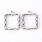Non-Tarnish 304 Stainless Steel Open Back Bezel Pendants, For DIY UV Resin, Epoxy Resin, Pressed Flower Jewelry, Square, Stainless Steel Color, 25.5x20.5x3mm, Hole: 1.8mm