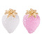 2Pcs 2 Colors Alloy Resin Pendants, Strawberry Charms, Golden, Mixed Color, 26x18x6mm, Hole: 1.8mm, 1pc/color