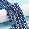 Natural Agate Beads Strands, Dyed & Heated, Round, Faceted, Dark Blue, 6mm, Hole: 1mm, about 62pcs/strand, 14.37~14.76 inch(36.5~37.5cm)