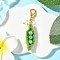 Handmade Seed Beaded Pea Pendant Decorations, with Flower Millefiori Glass Beads and Glass Pearl Beads, Alloy Lobster Claw Clasps, Green, 55mm
