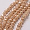 Electroplate Glass Bead Strands, Rondelle, Faceted, Pearl Luster Plated, PeachPuff, 4x3mm, Hole: 1mm, about 130~135pcs/strand, (15.3~15.7 inch)39~40cm