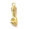 Brass Pendants, Hand Fist Charms, Cadmium Free & Lead Free, Lasting Plated, Real 18K Gold Plated, 20x7x5mm, Hole: 3mm