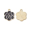 Golden Tone Alloy Enamel Pendants, Flower Charm, Black, 20.5x17x1mm, Hole: 1.8mm