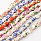 Handmade Flower Printed Porcelain Barrel Beads Strands, Mixed Color, 10x8mm, Hole: 2.5mm, about 35pcs/strand, 14.56 inch