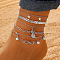 Alloy Multi layer Star Infinity Pineapple Charm Anklets Sets, Platinum, 9-1/8 inch(230mm)