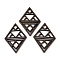 Walnut Wood Pendants, Rhombus, Coconut Brown, 40.5x29.5x2.5mm, Hole: 6x5mm