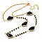 Faceted Fan Glass Beads Bib Necklaces, Brass Chain Neckalces, Golden, 16.06 inch(40.8cm)