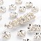 Brass Crystal Rhinestone Spacer Beads, Wavy Edge, Grade B, Rondelle, Silver, 6x3mm, Hole: 1mm