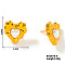 Fashionable Stainless Steel Stud Earrings, with Geometric Design and Shiny Finish, Golden, Heart, 19x18mm