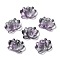 Transparent Glass Connector Charms, Lotus Flower Links, Gray, 15.5x20.5x7mm, Hole: 1.4mm