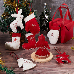 8шт 8-х стилевое украшение из фетровой ткани&nbsp;HJEW-CP0001-11