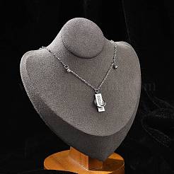 304 нержавеющая сталь полимерная глина стразы прямоугольные подвески ожерелья&nbsp;NJEW-U023-02P