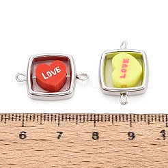 Бусины в форме сердца из полимерной глины с квадратной пластиковой оправой CCB&nbsp;CLAY-T022-30M