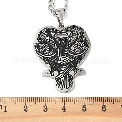 201 кулон из нержавеющей стали с черной эмалью в виде двойного ворона&nbsp;LS-NJEW-H065-09P