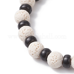 Браслеты из натуральной лавы и кокосовой скорлупы с бусинами для женщин и мужчин&nbsp;BJEW-JB12470-03