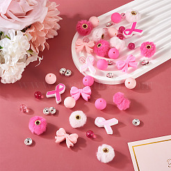 48 шт. набор украшений для самостоятельной сборки на тему осведомленности о раке груди&nbsp;DIY-TA0013-60