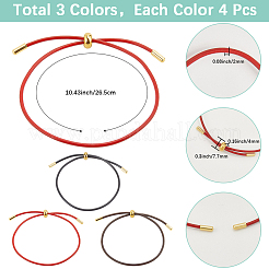 12шт 3 цвета регулируемые браслеты из искусственной кожи со шнуром-слайдером&nbsp;BJEW-SC0001-39G