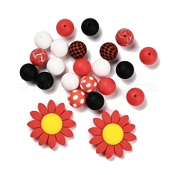 23 шт. подсолнух и круглые силиконовые бусины&nbsp;SIL-L005-01F