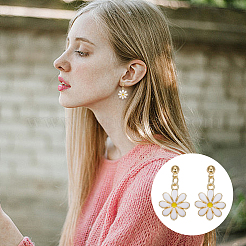 4 пара 4 стилей цветочных эмалевых сережек для женщин&nbsp;EJEW-AN0004-52