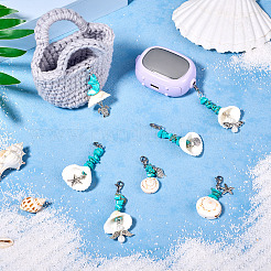 Подвеска из ракушек и синтетической бирюзы deocration&nbsp;HJEW-TAC0057