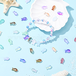 84шт 14 цвета прозрачные окрашенные распылением стеклянные бусины&nbsp;GLAA-SC0002-87