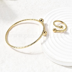 201 комплект браслетов-манжет и колец-манжет из нержавеющей стали SJEW-Z004-01G-02