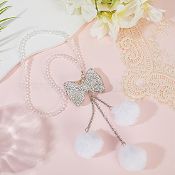 Подвеска-бантик из полиэфирного шарика и стразов&nbsp;HJEW-WH20009-02A