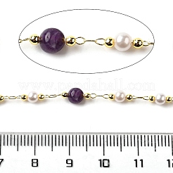 Цепочки из бусин с натуральными аметистовыми самородками ручной работы&nbsp;CHC-F020-06G-02