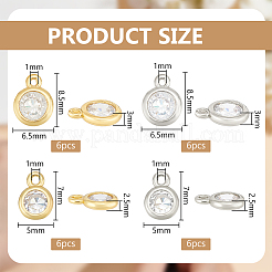 24 шт. 4-х цветные латунные подвески с кубическим цирконием&nbsp;KK-BC0013-59