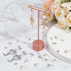 80 шт. 2-цветная прямоугольная фурнитура для сережек-гвоздиков из нержавеющей стали 304&nbsp;STAS-SC0008-59