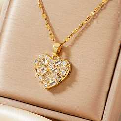 Элегантные латунные подвески в форме сердца с прозрачными кубическими цирконами для женщин&nbsp;UX5572-2