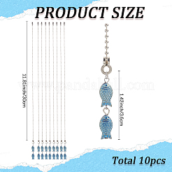 10 шт. полностью покрытые матовым гальваническим стеклом бусины в виде рыбок для потолочного вентилятора удлинители цепей&nbsp;HJEW-CP00006