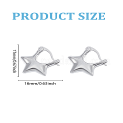 1 пара серег-колец в форме звезды из латуни с покрытием для женщин&nbsp;EJEW-LP0007-064