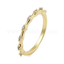 Кольца на палец из латуни с микропаве и кубическим цирконием для женщин&nbsp;RJEW-M027-03G