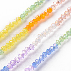 Прозрачные 7 цвет стеклянные бусины гальванические нити X-EGLA-T020-09