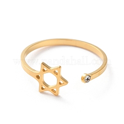 Нержавеющая сталь 304 со стразами открытые кольца для женщин RJEW-S240-01G