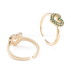 Латунные микро проложить манжеты кольца кубического циркония&nbsp;RJEW-F102-09G-02