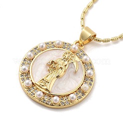 Плоские круглые подвески с латунным микро-паве из кубического циркония Санта Муэрте&nbsp;LS-NJEW-S385-03B-G