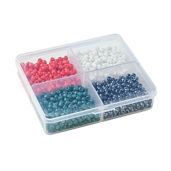 800шт 4 стиля смешанные стили стеклянные круглые бусины&nbsp;SEED-FS0001-18B