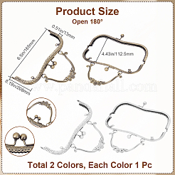 2 шт. 2 цвета железный замок-цветок с замком-поцелуем для кошелька с рамкой-ручкой&nbsp;AJEW-BBC0002-38A