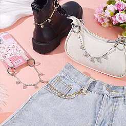 4 шт. 2-х цветные латунные цепочки-удлинители со стразами&nbsp;HJEW-GA00034