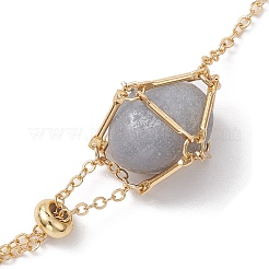 Регулируемый плетеный латунный мешочек в стиле макраме изготовление браслета-слайдера с тросом и цепочкой&nbsp;BJEW-JB10285-01