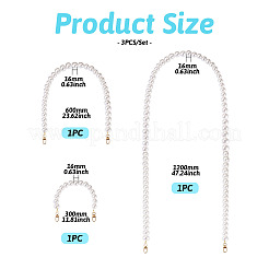 3 шт. 3 размера из АБС-пластика с имитацией жемчуга для сумок с цепочками&nbsp;HJEW-TAC0068